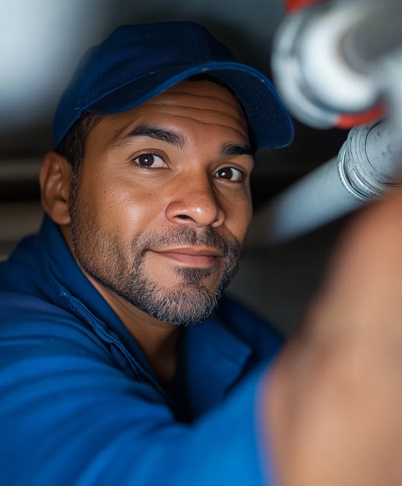 Canalizador profissional em serviço residencial